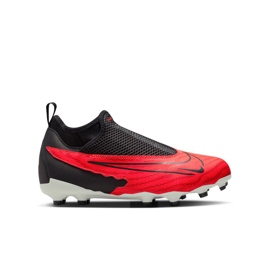 Nike Junior Phantom GX Academy DF FG Firm Ground Soccer Shoes- Bright Crimson/ Black-White