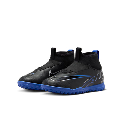 Nike Junior Zoom Superfly 9 Academy Turf Cleats - Black Chrome/ Royal