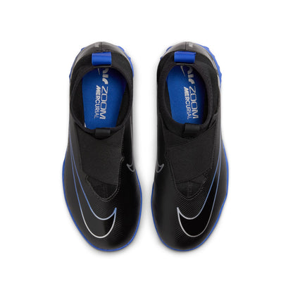 Nike Junior Zoom Superfly 9 Academy Turf Cleats - Black Chrome/ Royal