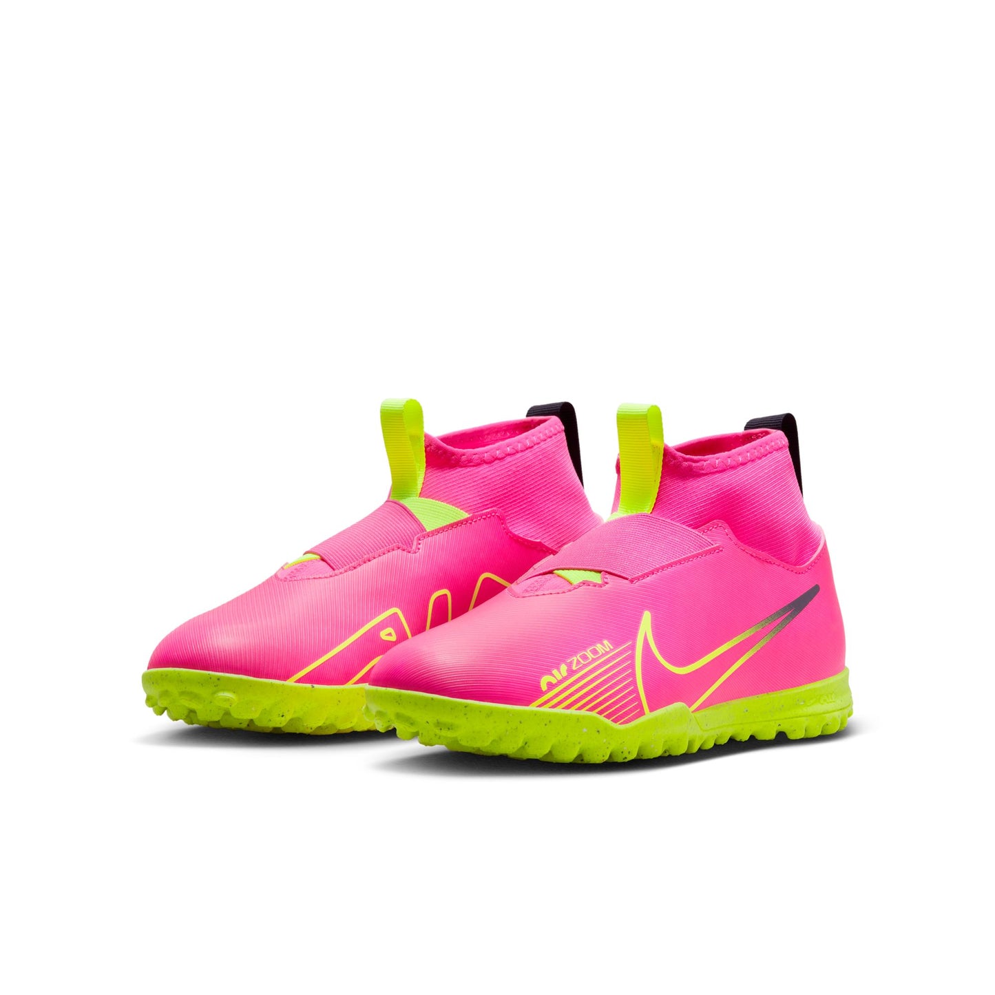 Nike Junior Zoom Superfly 9 Academy Turf Cleats - Pink Blast/ Volt Gridiron