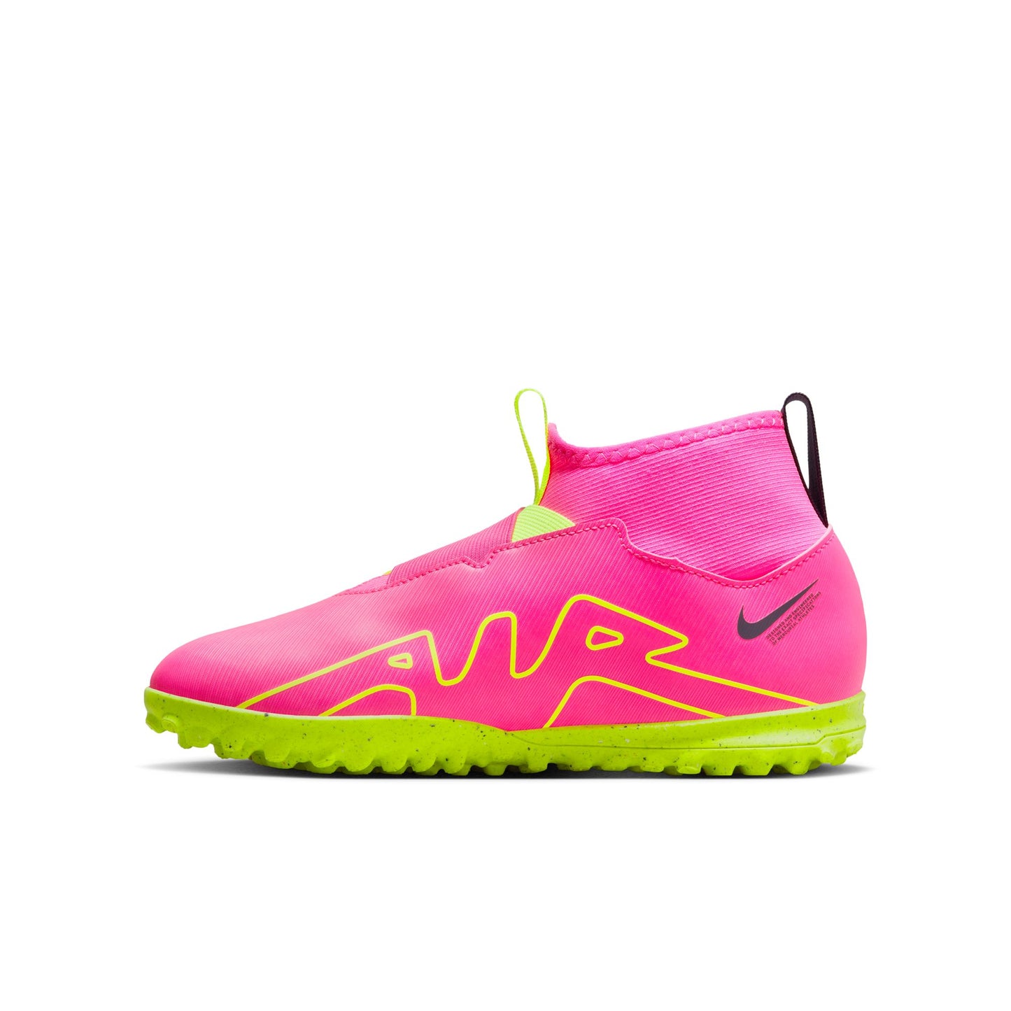 Nike Junior Zoom Superfly 9 Academy Turf Cleats - Pink Blast/ Volt Gridiron