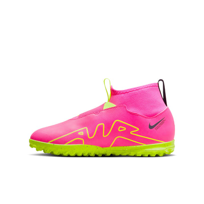 Nike Junior Zoom Superfly 9 Academy Turf Cleats - Pink Blast/ Volt Gridiron