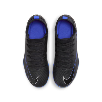 Nike Junior Zoom Mercurial Superfly 9  Club FG/MG Soccer Cleat - Black Chrome/ Royal Blue