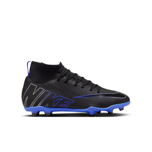Nike Junior Zoom Mercurial Superfly 9  Club FG/MG Soccer Cleat - Black Chrome/ Royal Blue