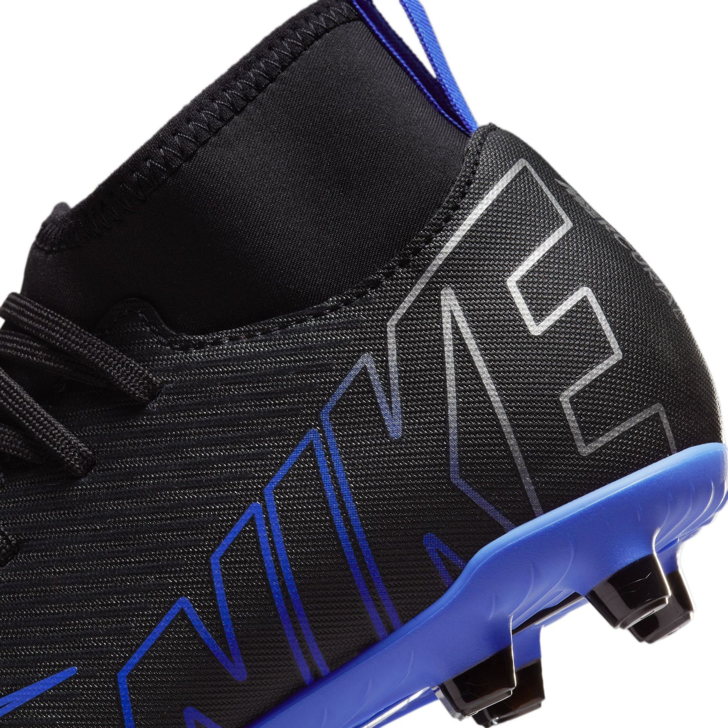 Nike Junior Zoom Mercurial Superfly 9  Club FG/MG Soccer Cleat - Black Chrome/ Royal Blue