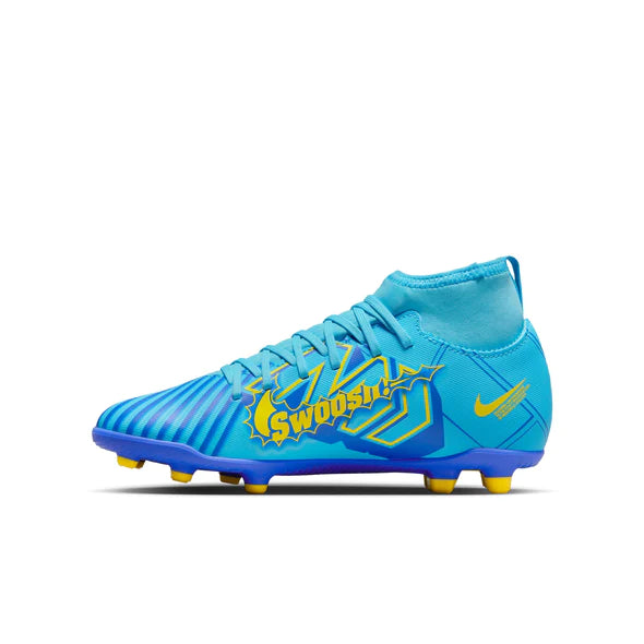 Nike Junior Zoom Superfly 9 Club KM FG FIRM Ground Cleats - Baltic Blue/ White
