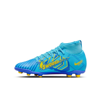 Nike Junior Zoom Superfly 9 Club KM FG FIRM Ground Cleats - Baltic Blue/ White