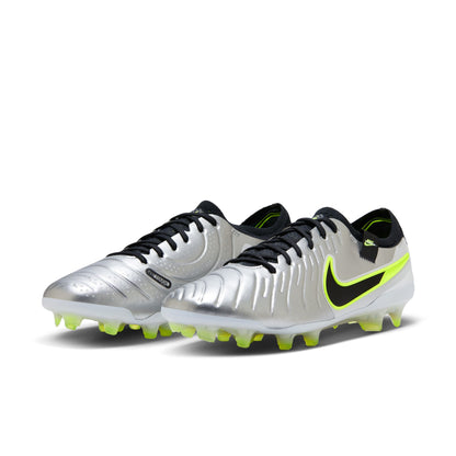 Nike Tiempo Legend 10 Elite FG Firm Ground Soccer Cleats - Metallic Silver/ Black Volt