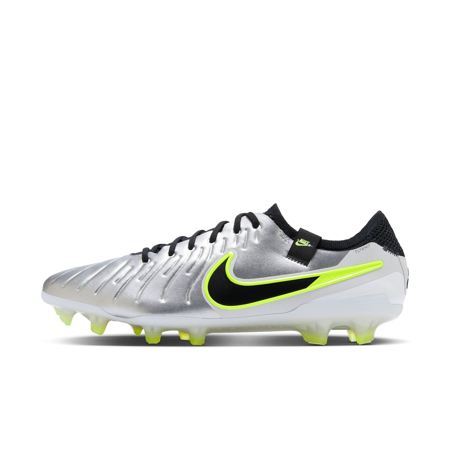 Nike Tiempo Legend 10 Elite FG Firm Ground Soccer Cleats - Metallic Silver/ Black Volt