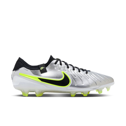 Nike Tiempo Legend 10 Elite FG Firm Ground Soccer Cleats - Metallic Silver/ Black Volt