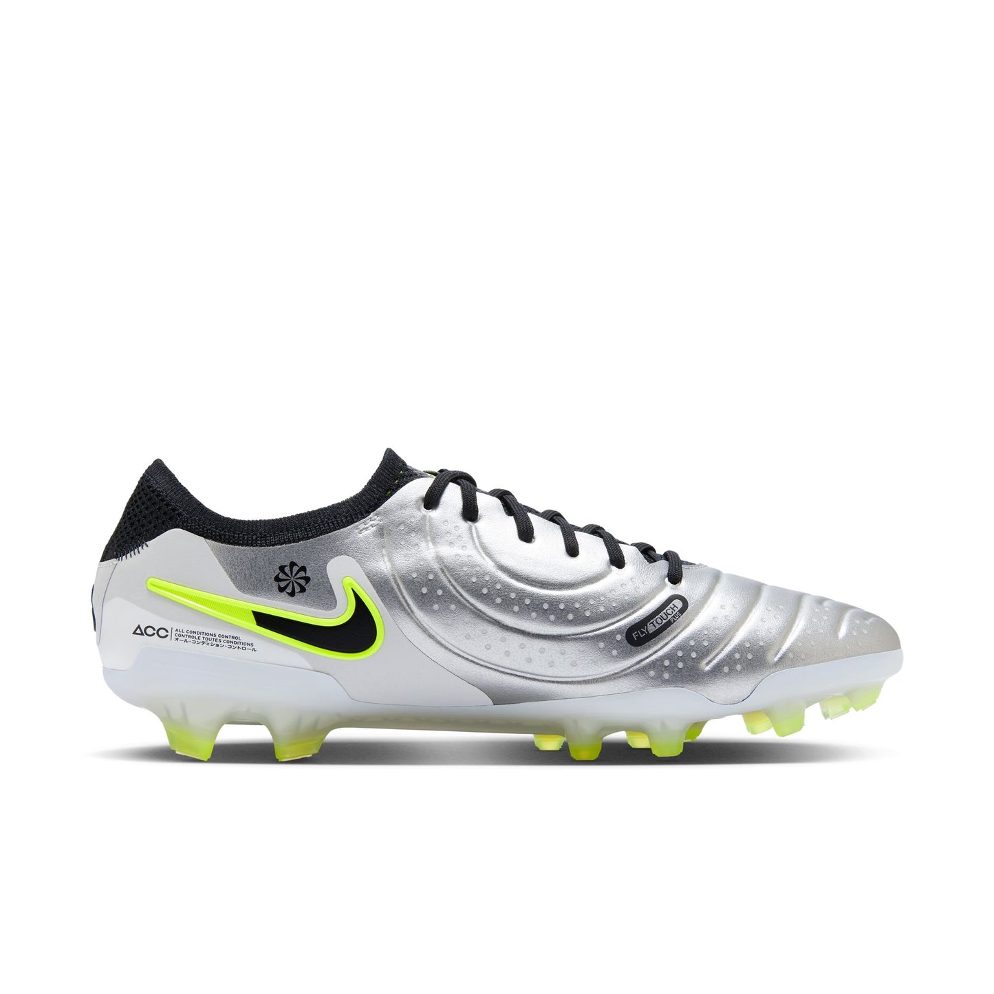 Nike Tiempo Legend 10 Elite FG Firm Ground Soccer Cleats - Metallic Silver/ Black Volt