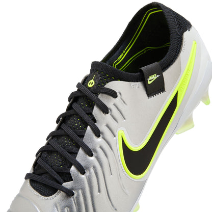 Nike Tiempo Legend 10 Elite FG Firm Ground Soccer Cleats - Metallic Silver/ Black Volt