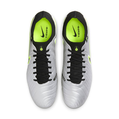 Nike Tiempo Legend 10 Pro FG Firm Ground Soccer Cleats - Metallic Silver/ Black/ Volt