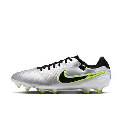 Nike Tiempo Legend 10 Pro FG Firm Ground Soccer Cleats - Metallic Silver/ Black/ Volt