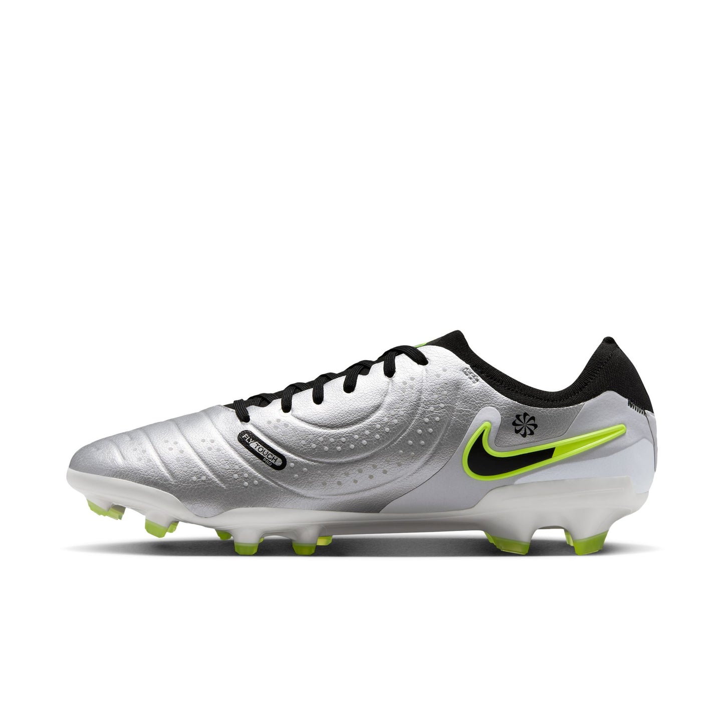 Nike Tiempo Legend 10 Pro FG Firm Ground Soccer Cleats - Metallic Silver/ Black/ Volt