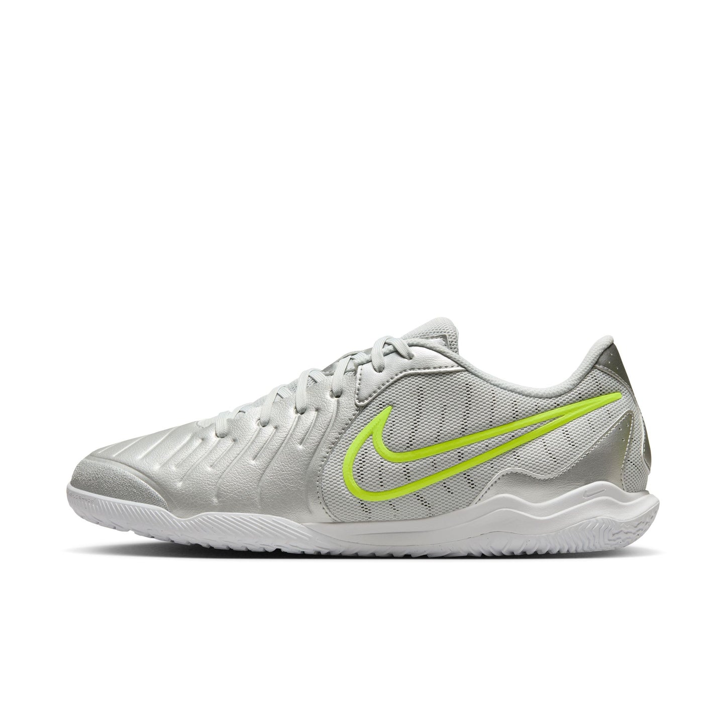 Nike Tiempo Legend 10 Academy IC Indoor Soccer Shoe - Metalic Silver/ Black Volt