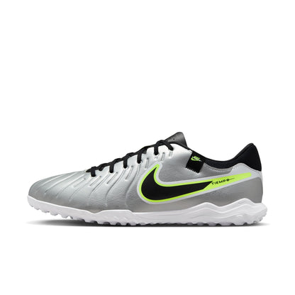 Nike Tiempo Legend 10 Academy TF Turf Soccer Shoes - Metallic Silver / Black Volt