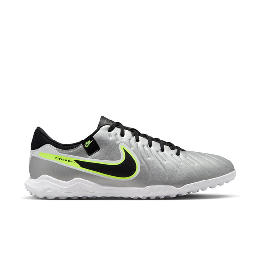 Nike Tiempo Legend 10 Academy TF Turf Soccer Shoes - Metallic Silver / Black Volt