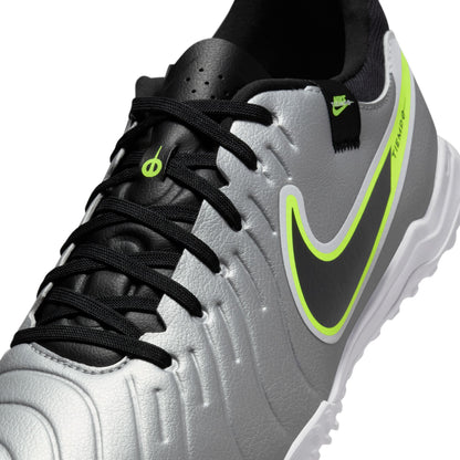 Nike Tiempo Legend 10 Academy TF Turf Soccer Shoes - Metallic Silver / Black Volt