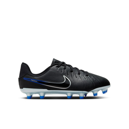 Nike Junior Tiempo Legend 10 Academy FG/MG Firm Ground Soccer Cleats - Black/Chrome-Royal