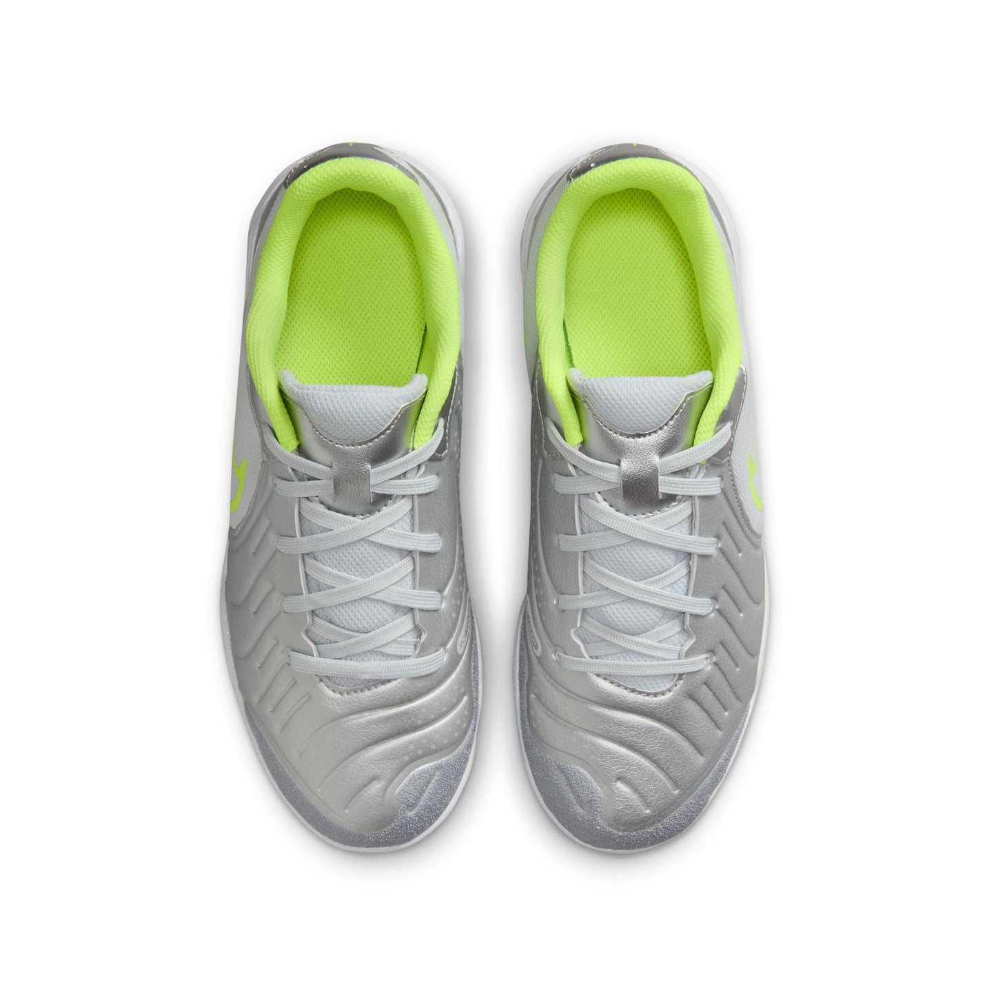 Nike Junior Tiempo Legend 10 Academy IC Indoor Soccer Shoes - Metallic Silver/ Black Volt