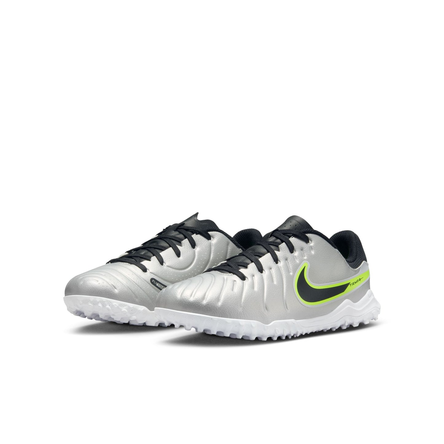 Nike Junior Tiempo Legend 10 Academy TF Turf Soccer Shoes - Metallic Silver/ Black Volt