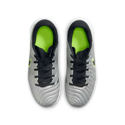 Nike Junior Tiempo Legend 10 Academy TF Turf Soccer Shoes - Metallic Silver/ Black Volt