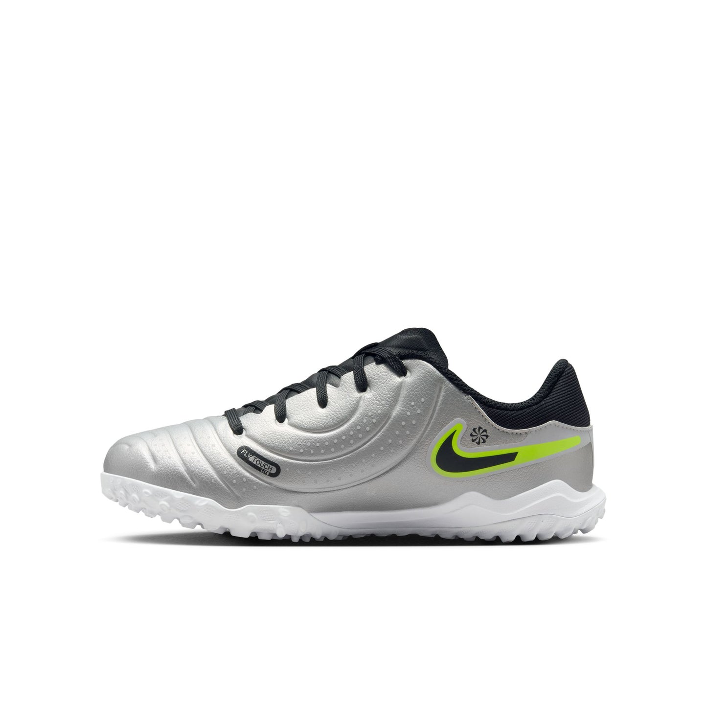 Nike Junior Tiempo Legend 10 Academy TF Turf Soccer Shoes - Metallic Silver/ Black Volt