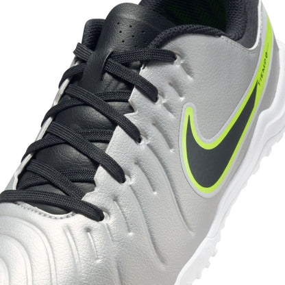 Nike Junior Tiempo Legend 10 Academy TF Turf Soccer Shoes - Metallic Silver/ Black Volt