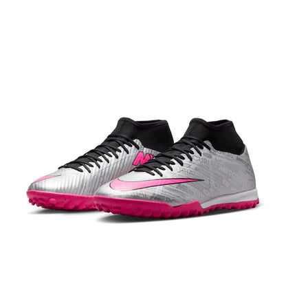 Nike Zoom Mercurial Superfly 9 Academy XXV TF Turf Soccer Shoes - Metallic Silve/ Hyper Pink