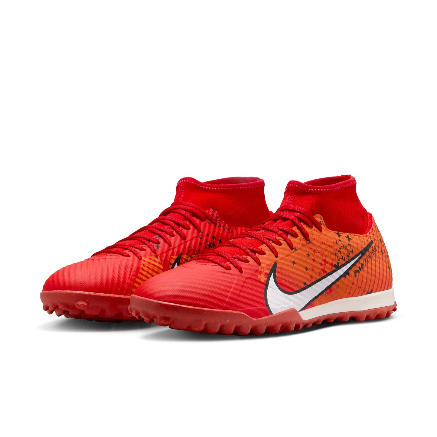 Nike Superfly 9 Academy Mercurial Dream Speed TF Turf Shoes - LT Crimson/Pale Ivory- Bright Mandarin