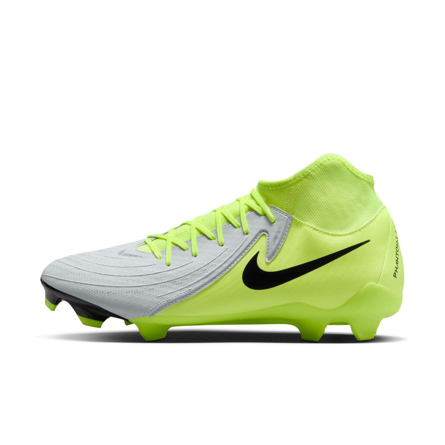 Nike Phantom Luna II Academy FG Firm Ground Soccer Shoes - Metal Silver/ Black/ Volt