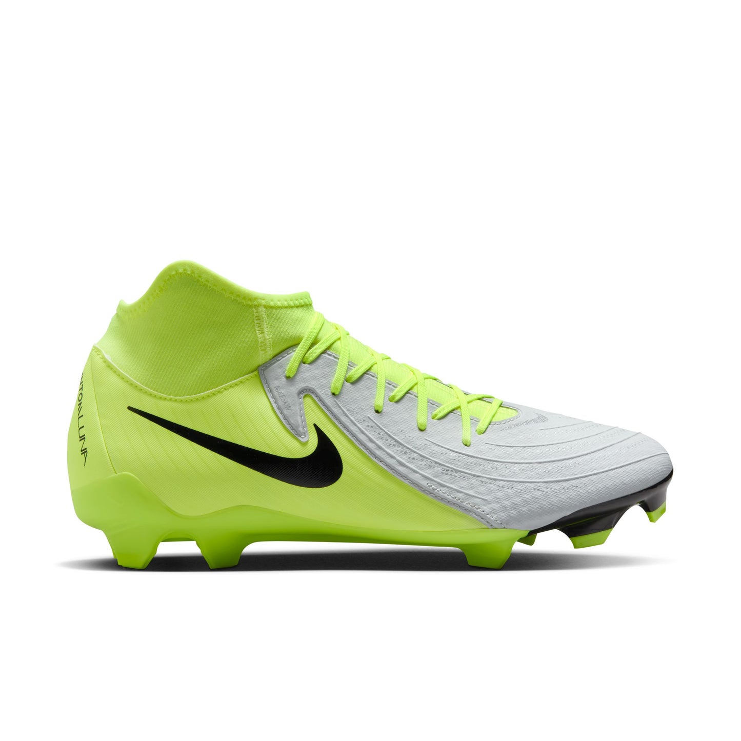 Nike Phantom Luna II Academy FG Firm Ground Soccer Shoes - Metal Silver/ Black/ Volt