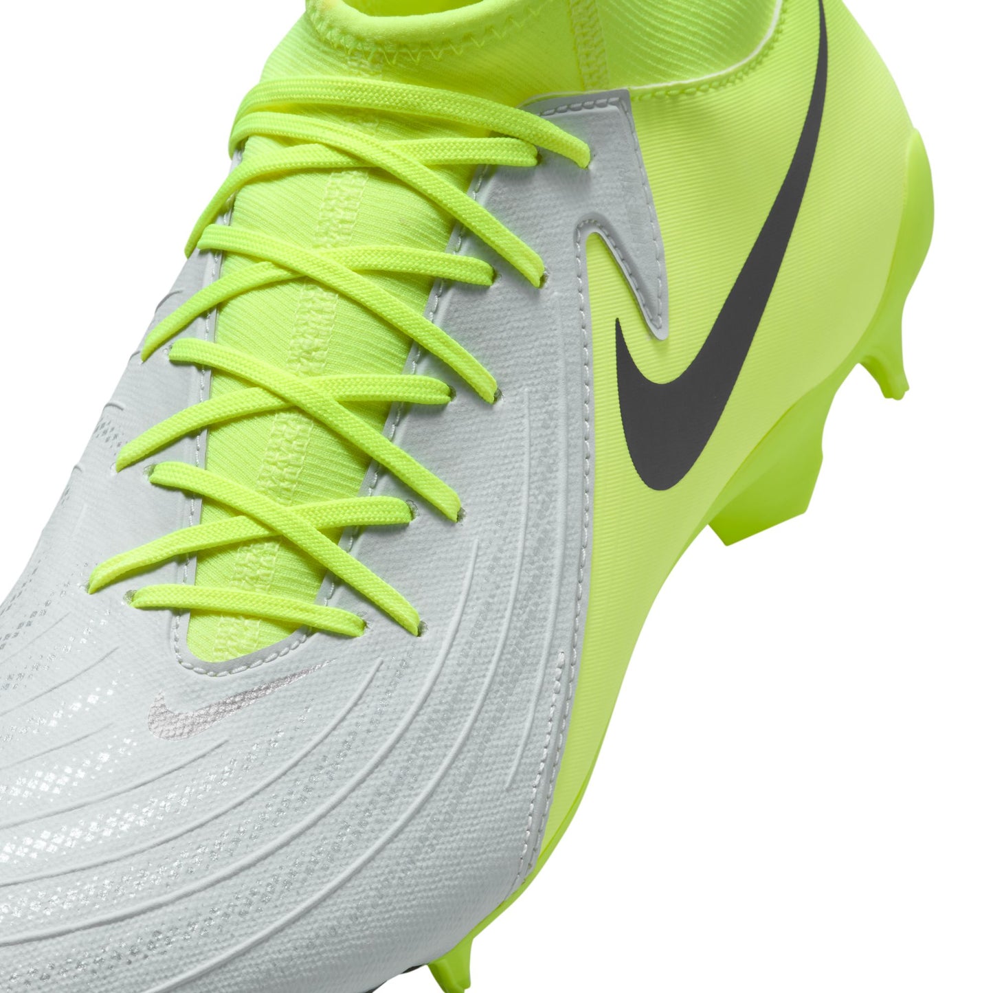 Nike Phantom Luna II Academy FG Firm Ground Soccer Shoes - Metal Silver/ Black/ Volt