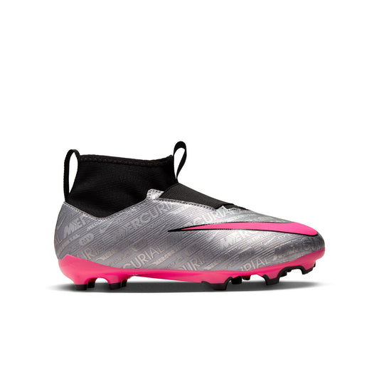 Nike Junior Zoom Vapor 15 Academy FG Firm Ground Shoes - Metallic Silver/Hyper Pink
