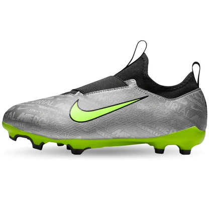 Nike Junior Zoom Vapor 15 Academy FG Firm Ground Shoes - Metalliac Silver/Volt- Black