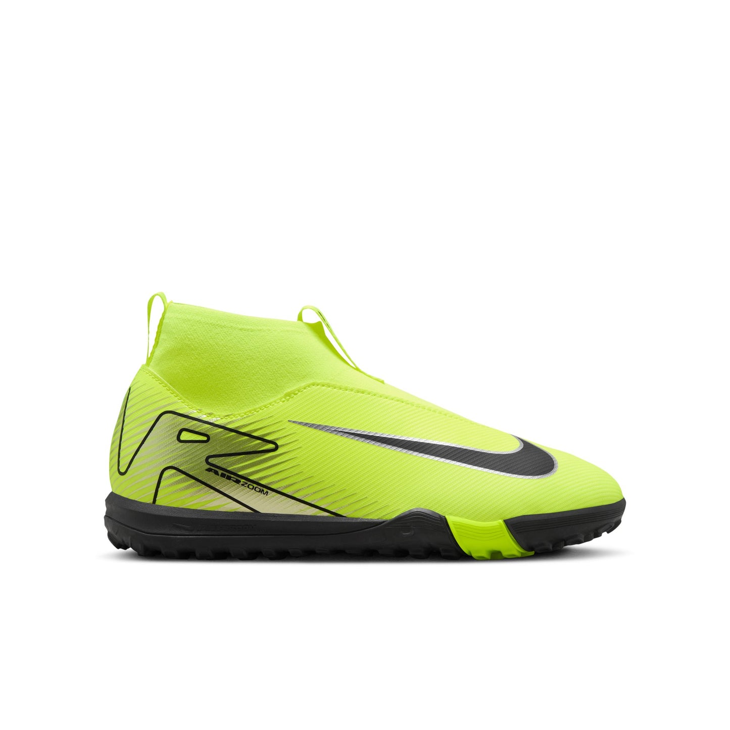 Nike Junior Zoom Superfly 10 Academy TF Turf Soccer Shoes - Metallic Silver/Black Volt