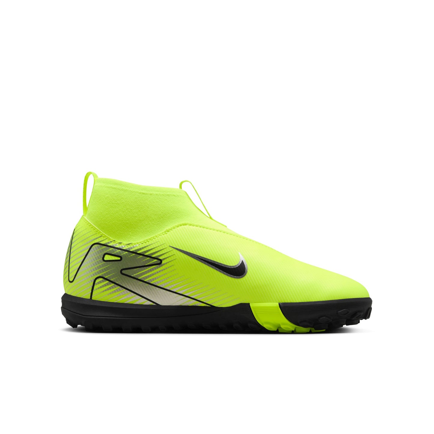 Nike Junior Zoom Superfly 10 Academy TF Turf Soccer Shoes - Metallic Silver/Black Volt