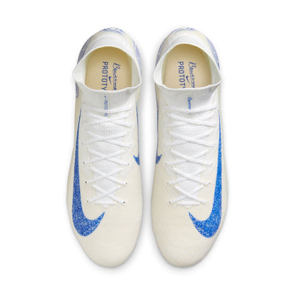 Nike Zoom Superfly 10 Elite FG/MG Firm Ground Socer Cleats - White/Racer Blue