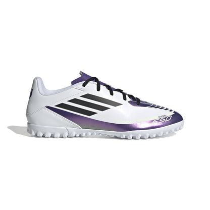 adidas F50 Club TF MESSI Turf Shoes - FTW White/ Core Black/ Unity Purple