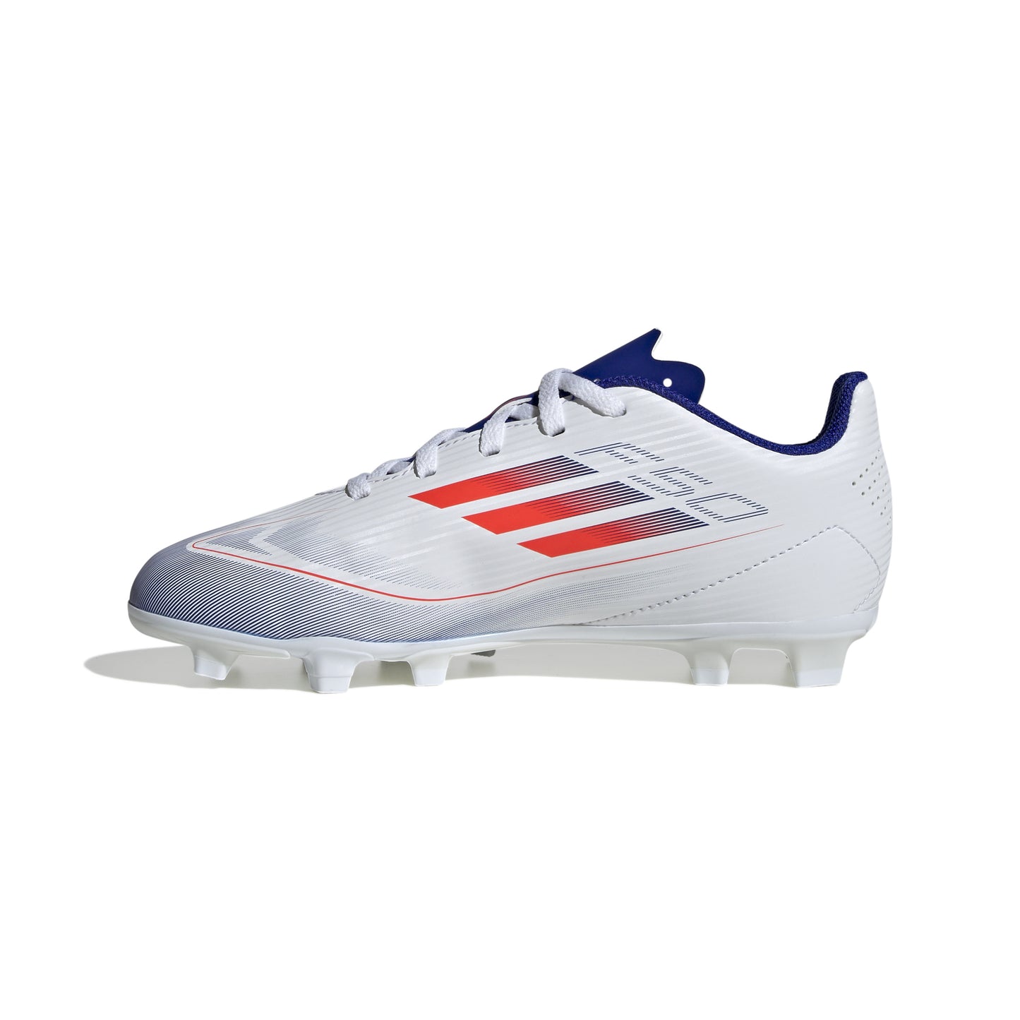 adidas F50 Club Junior FG Firm Ground Soccer Cleats - White/Solar Red/Blu