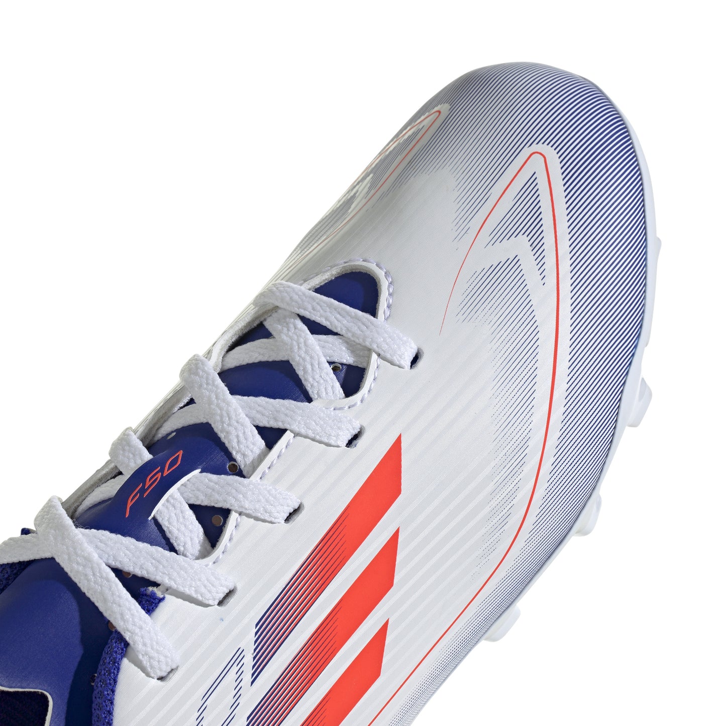 adidas F50 Club Junior FG Firm Ground Soccer Cleats - White/Solar Red/Blu