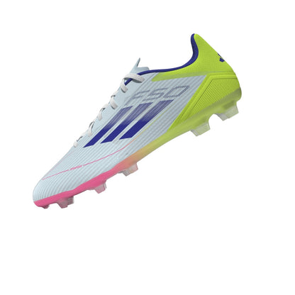 adidas F50 League Firm Ground Soccer Shoes- White/Blue/Tesoye