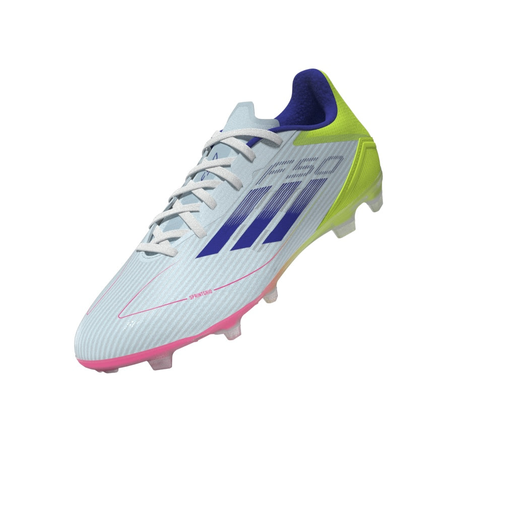 adidas F50 League Firm Ground Soccer Shoes- White/Blue/Tesoye