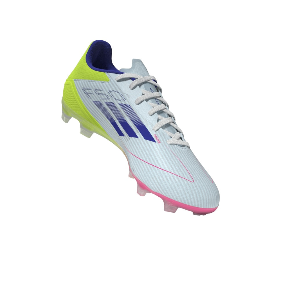 adidas F50 League Firm Ground Soccer Shoes- White/Blue/Tesoye