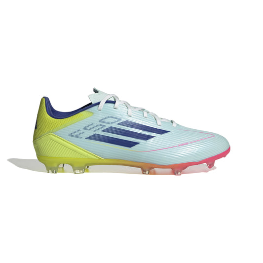 adidas F50 League Firm Ground Soccer Shoes- White/Blue/Tesoye