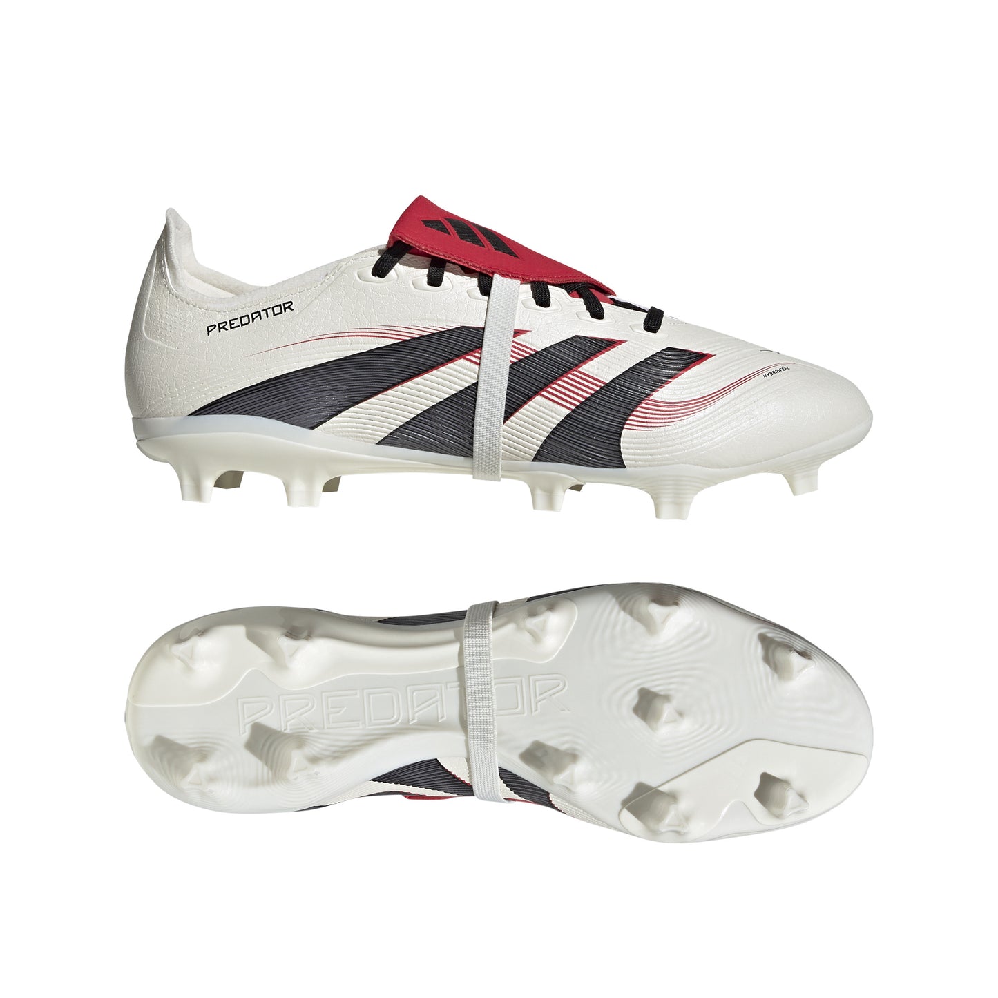 adidas Predator League Fold Tounge FG/MG Soccer Cleat - Off White/Core Black/Pure Ruby