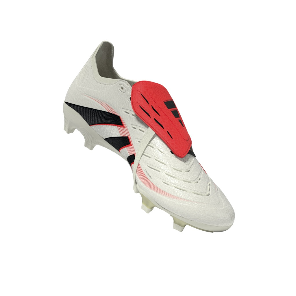 adidas Predator League Fold Tounge FG/MG Soccer Cleat - Off White/Core Black/Pure Ruby