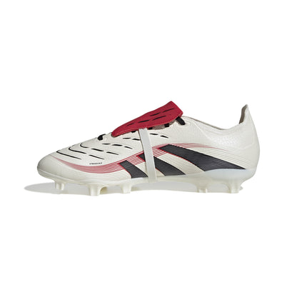 adidas Predator League Fold Tounge FG/MG Soccer Cleat - Off White/Core Black/Pure Ruby