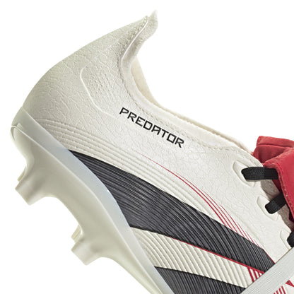 adidas Predator League Fold Tounge FG/MG Soccer Cleat - Off White/Core Black/Pure Ruby